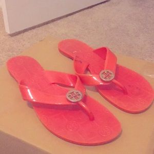 Tory Burch jelly thong pink salmon sandals